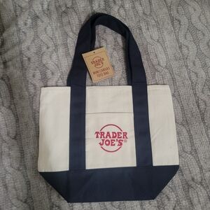 NWT- Trader Joe’s Mini Tote Bag Canvas- Blue